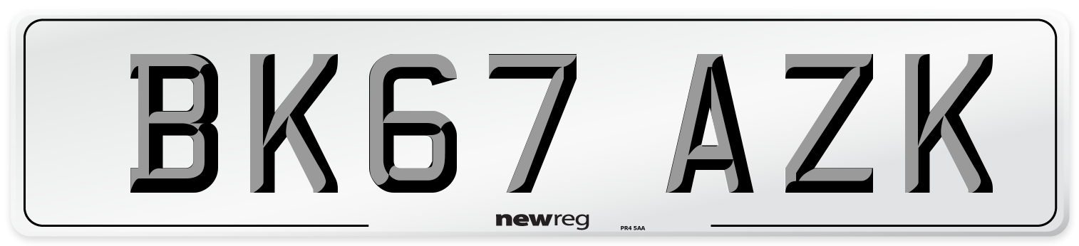 BK67 AZK Number Plate from New Reg